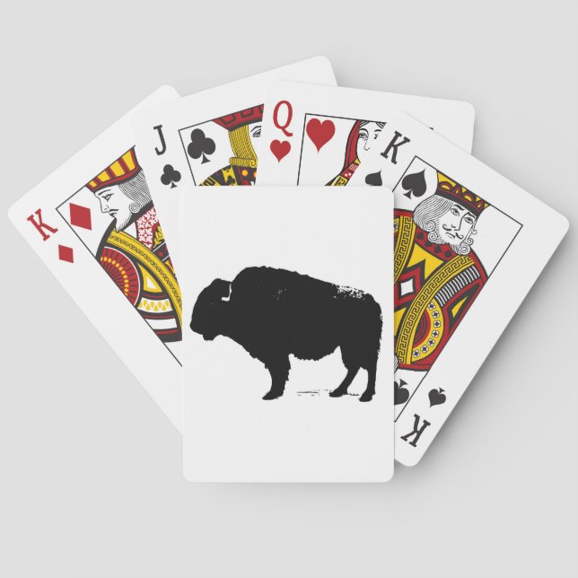 Black & White Pop Art Buffalo Bison Poker Cards (Back)