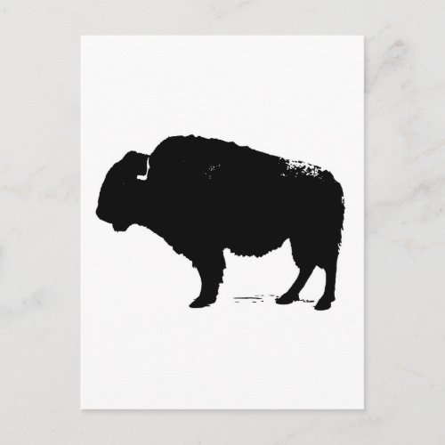 Black  White Pop Art Buffalo Bison Postcard