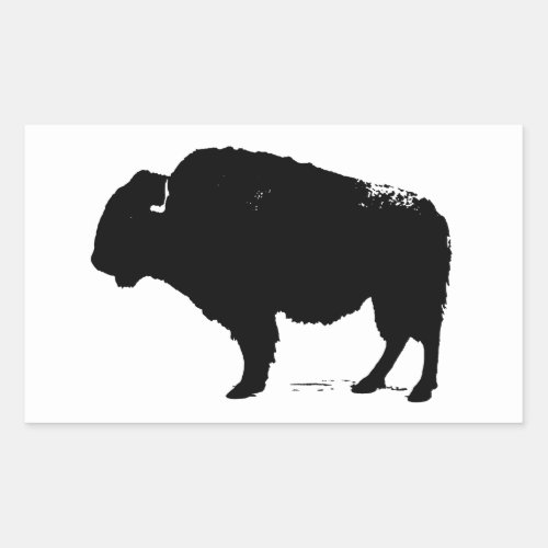 Black  White Pop Art Buffalo Bison Rectangular Sticker