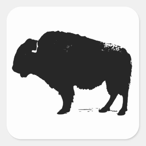 Black  White Pop Art Buffalo Bison Square Sticker