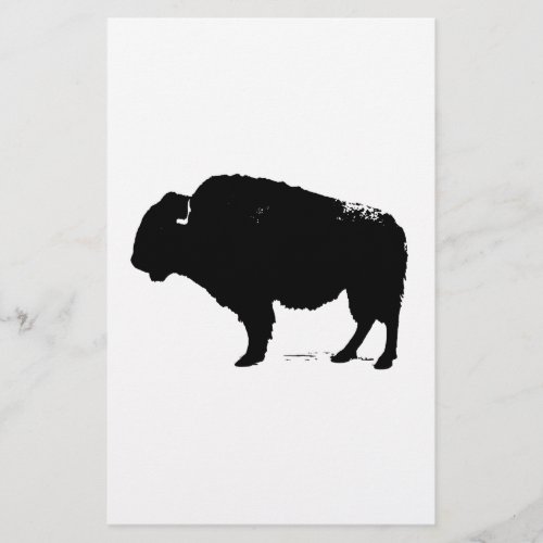 Black  White Pop Art Buffalo Bison Stationery