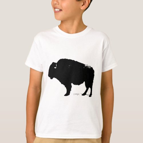 Black  White Pop Art Buffalo Bison T_Shirt
