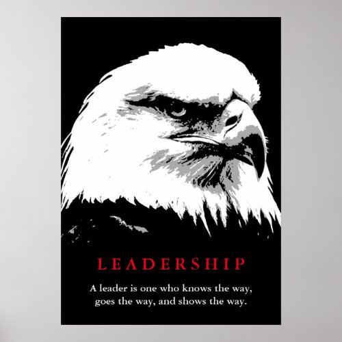 Black White Pop Art Eagle Leadership Poster