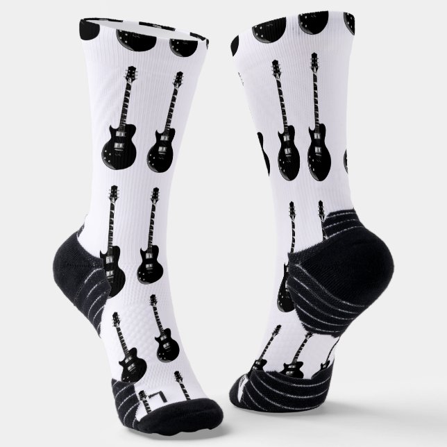 Black & White Pop Art Electric Guitar Socks (Angled)