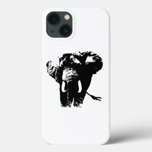Black White Pop Art Elephant iPhone 13 Case