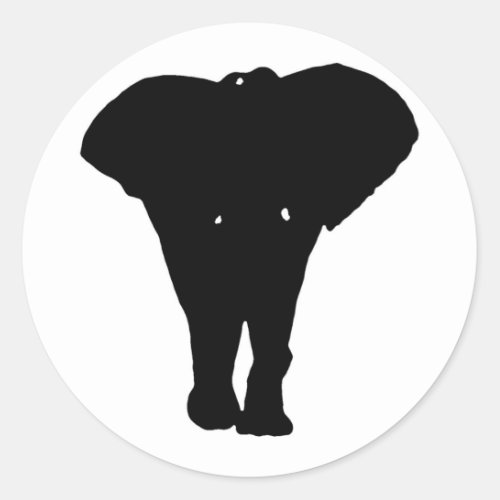 Black  White Pop Art Elephant Classic Round Sticker