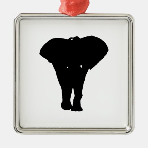 Black  White Pop Art Elephant Metal Ornament