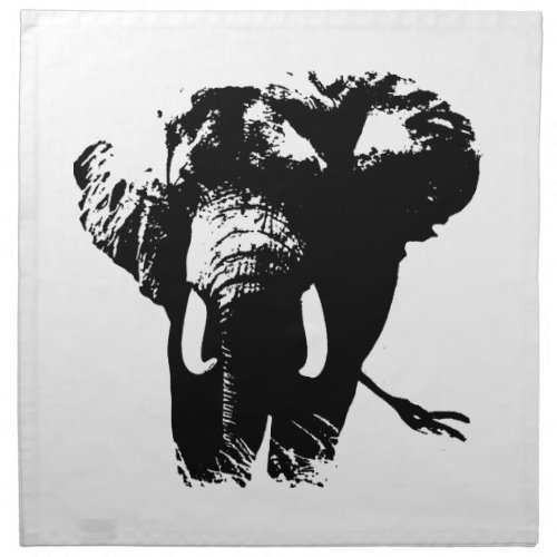 Black  White Pop Art Elephant Napkin