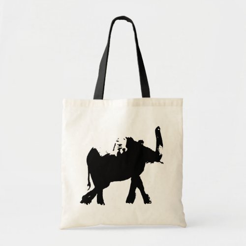 Black  White Pop Art Elephant Tote Bag