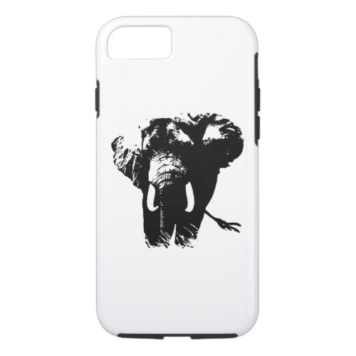 Black White Pop Art Elephant Tough iPhone 7 Case