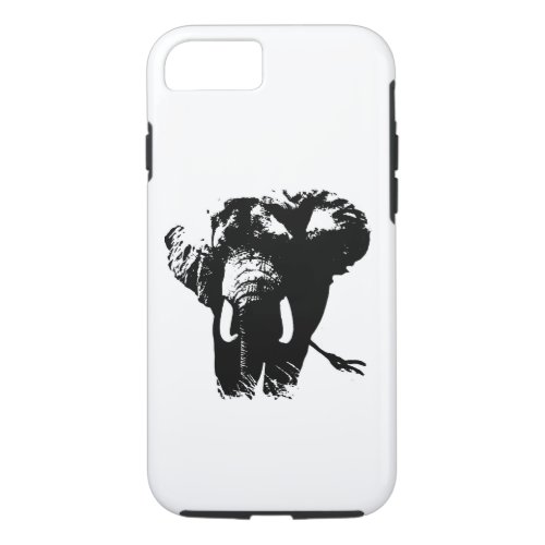 Black White Pop Art Elephant Tough iPhone 7 Case