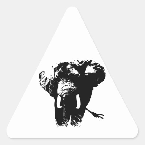 Black  White Pop Art Elephant Triangle Sticker