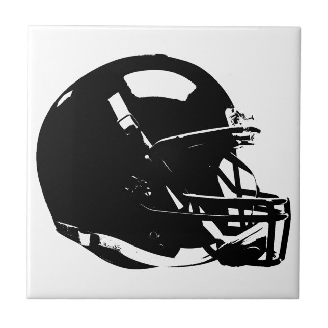 Black White Pop Art Football Helmet Ceramic Tile (Front)