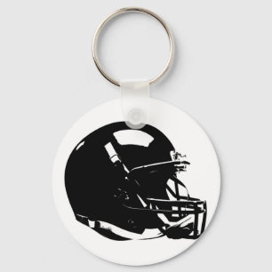 Black White Pop Art Football Helmet Keychain