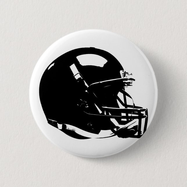 Black White Pop Art Football Helmet Pinback Button (Front)