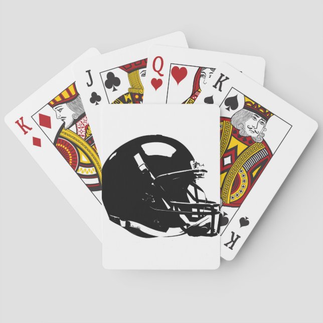 Black White Pop Art Football Helmet Poker Cards (Back)