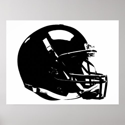 Black White Pop Art Football Helmet Poster