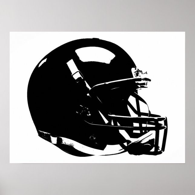 Black White Pop Art Football Helmet Poster (Front)