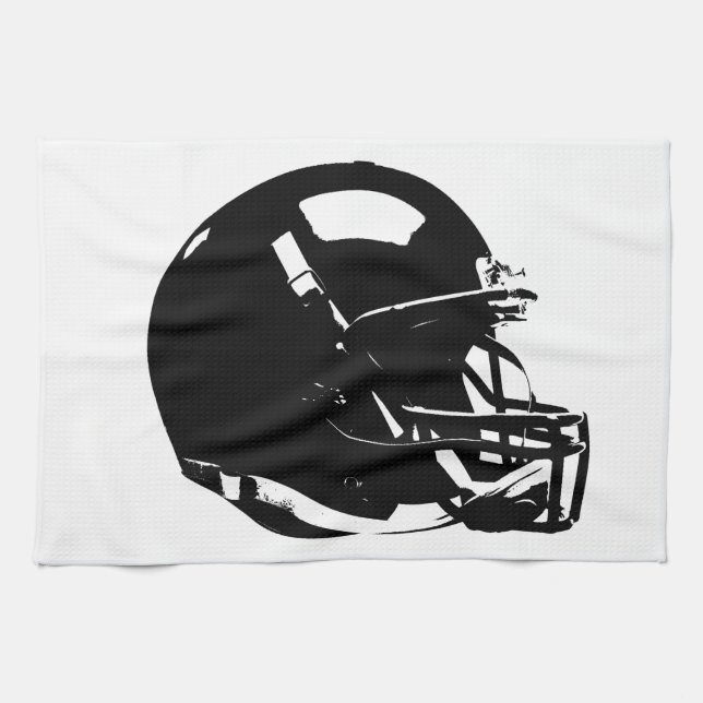 Black White Pop Art Football Helmet Towel (Horizontal)