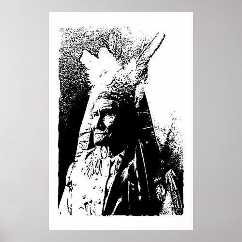 Black  White Pop Art Geronimo Poster