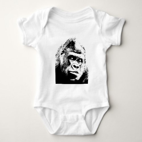 Black White Pop Art Gorilla Baby Bodysuit