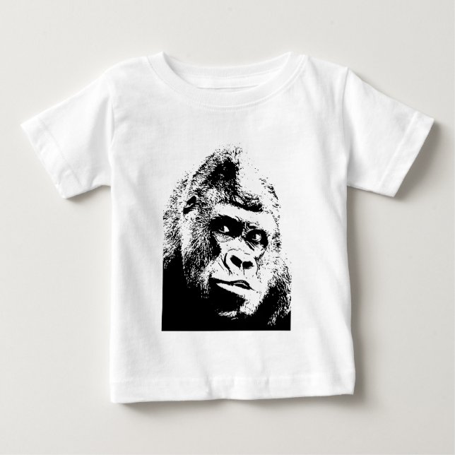 Black White Pop Art Gorilla Baby T-Shirt (Front)