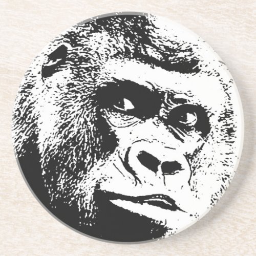 Black White Pop Art Gorilla Drink Coaster