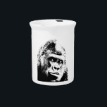 Black White Pop Art Gorilla Drink Pitcher<br><div class="desc">Digital Computer Animal Art - College Pop Art - Wild Animal Computer Images</div>