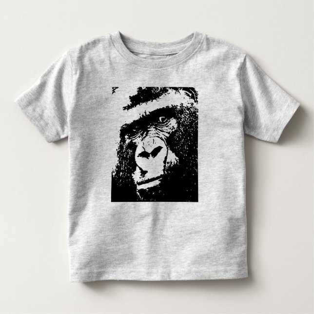 Black & White Pop Art Gorilla Face Toddler T-shirt (Front)