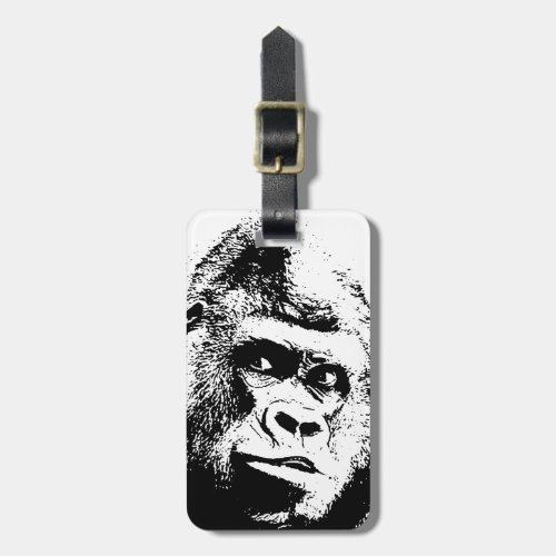Black White Pop Art Gorilla Luggage Tag