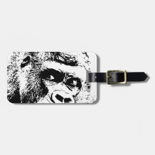Black White Pop Art Gorilla Luggage Tag