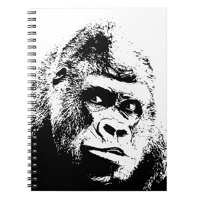 Black White Pop Art Gorilla Notebook (Front)