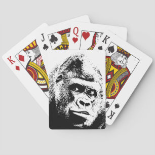 Black White Pop Art Gorilla Poker Cards