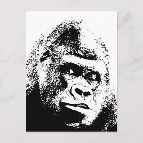 Black White Pop Art Gorilla Postcard