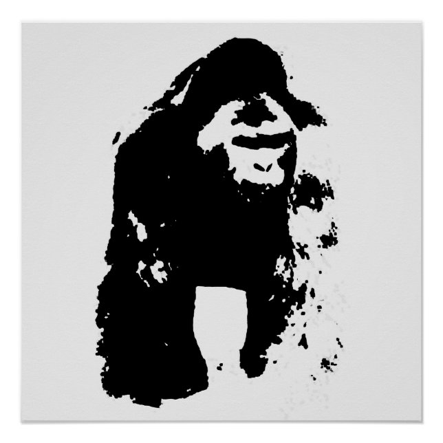 Black & White Pop Art Gorilla Poster (Front)