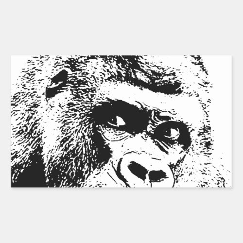 Black White Pop Art Gorilla Rectangular Sticker