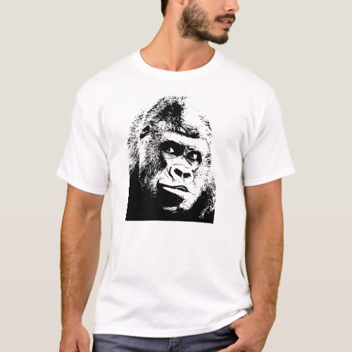 Black White Pop Art Gorilla T_Shirt