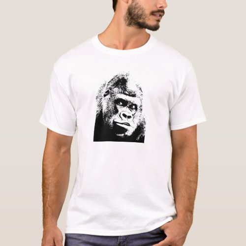 Black White Pop Art Gorilla T_Shirt