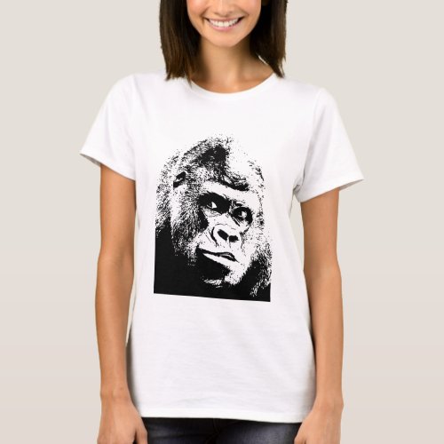 Black White Pop Art Gorilla T_Shirt