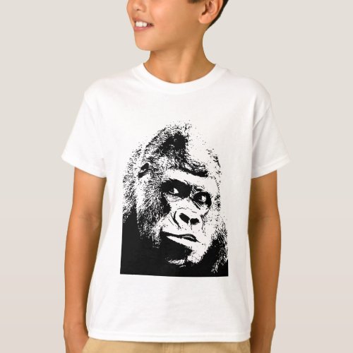 Black White Pop Art Gorilla T_Shirt