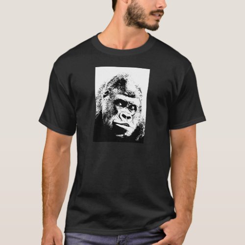 Black White Pop Art Gorilla T_Shirt