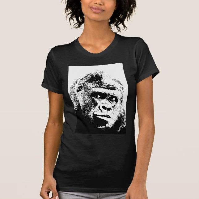 Black White Pop Art Gorilla T-Shirt (Front)