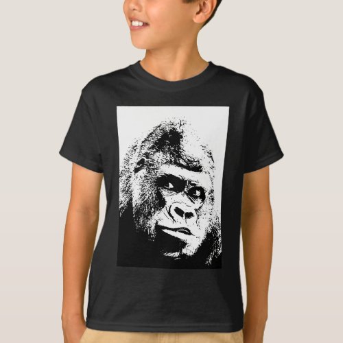 Black White Pop Art Gorilla T_Shirt