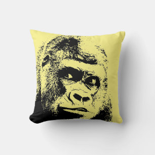 Black White Pop Art Gorilla Throw Pillow