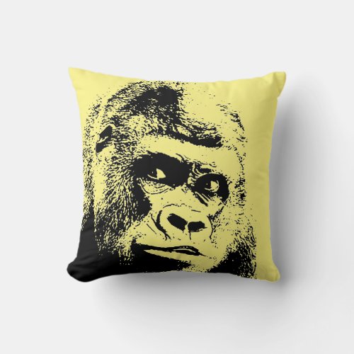 Black White Pop Art Gorilla Throw Pillow