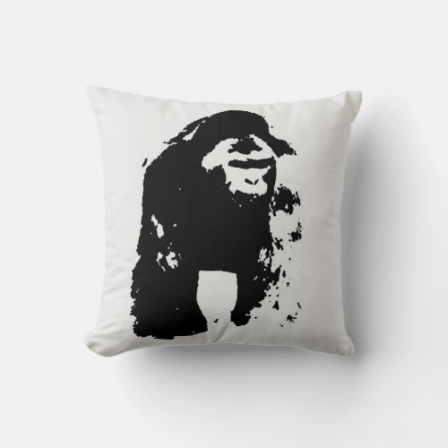 Black White Pop Art Gorilla Throw Pillow