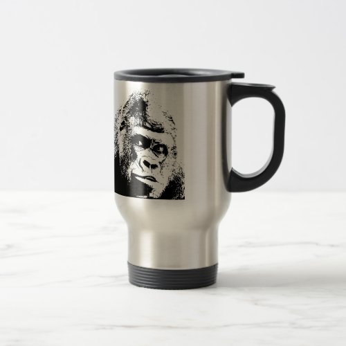Black White Pop Art Gorilla Travel Mug