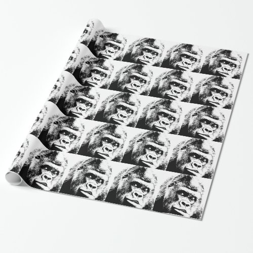 Black White Pop Art Gorilla Wrapping Paper