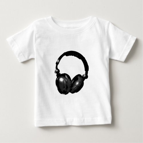 Black  White Pop Art Headphone Baby T_Shirt
