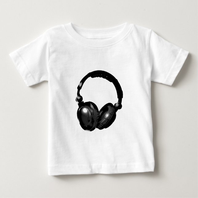Black & White Pop Art Headphone Baby T-Shirt (Front)